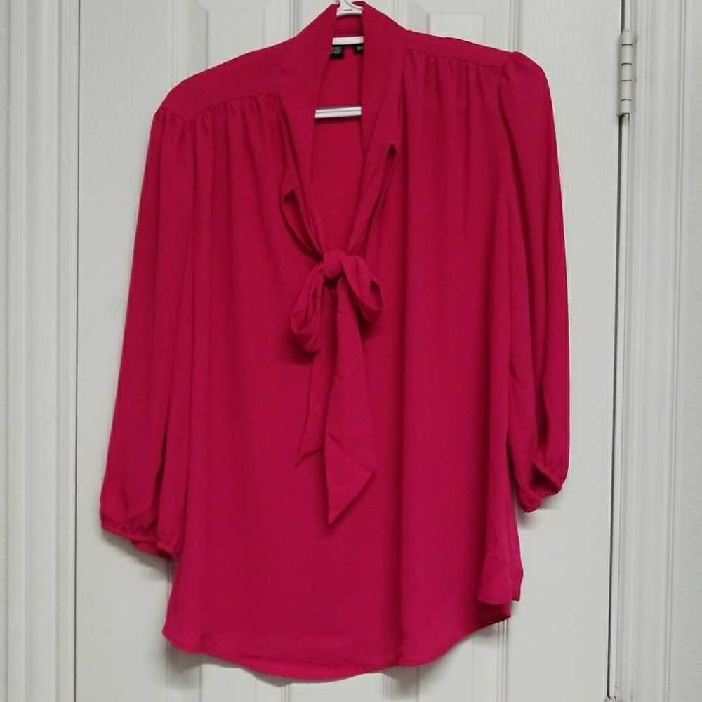 Raspberry pussy bow top